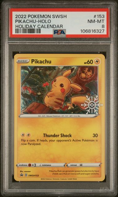#153 PIKACHU-HOLO HOLIDAY CALENDAR (PSA 8) 2022 POKEMON SWSH BLACK STAR PROMO